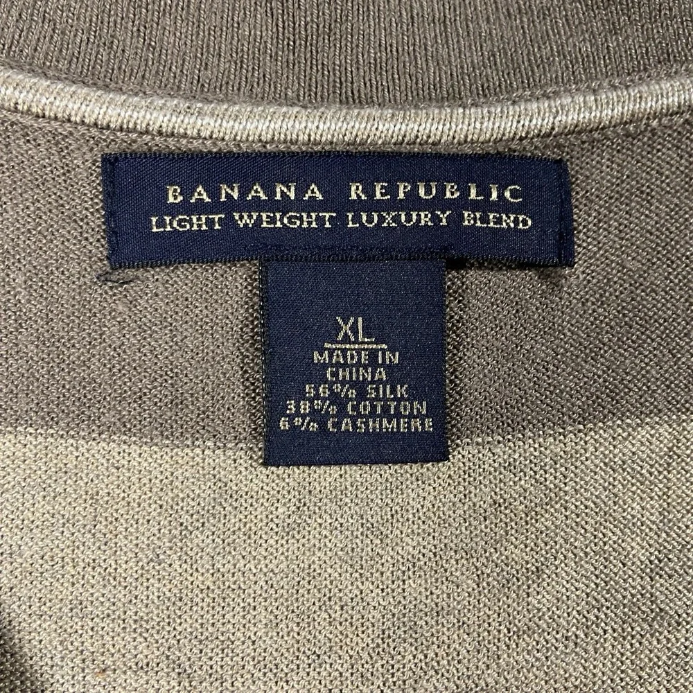 Y2K Banana Republic Silk Blend Striped V-neck Sweater Vest Brown Men's XL Preppy